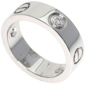 Cartier Love Ring Half Diamond 49 Ring 18K White Gold